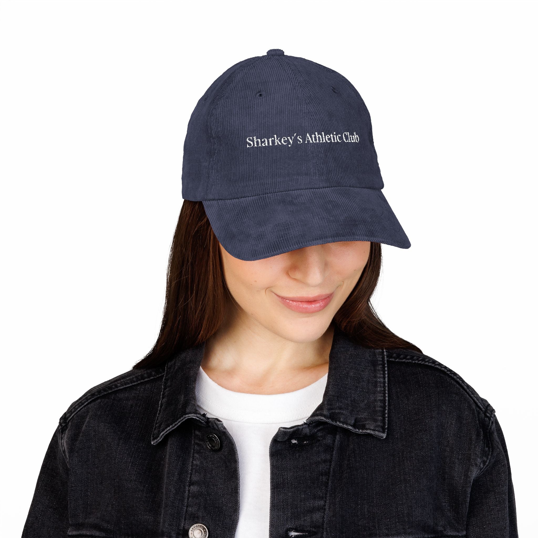 Sharkey's Athletic Embroidered Corduroy Cap - Navy Blue